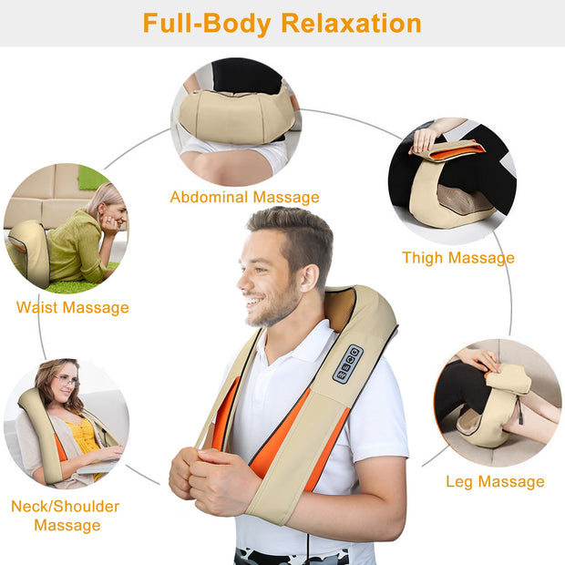 1Pc Neck Shoulder Massager Electric Back Massage Cape With Heat Deep Tissue 3D Kneading Massage Neck Waist Shiatsu Massager Pillow For Muscles  Relaxatio In Car Office And Home