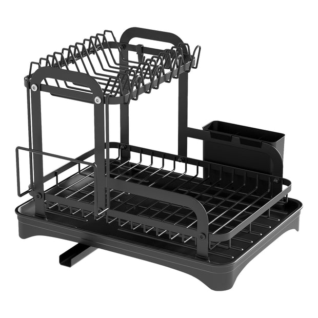 1Pc  2-Tier Rustproof Dish Drying Rack For Kitchen Counter With Drainboard Detachable Kitchen Drainer