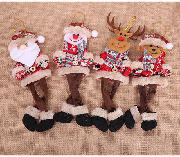 Christmas Tree Ornaments Doll Plaid Cloth Pendant