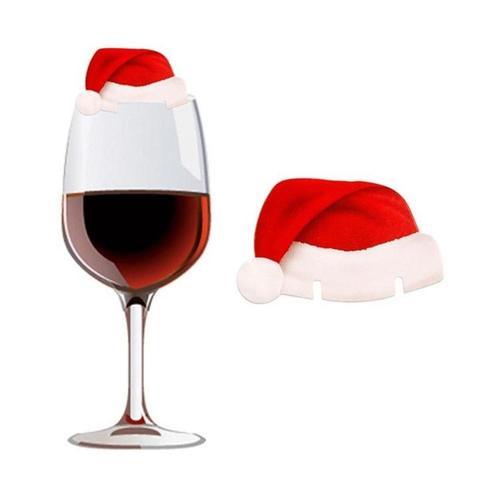 10 Pcs Lot Paper Red Christmas Hat Wine Champagne Tipple Cup Card Christmas Party