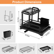 1Pc  2-Tier Rustproof Dish Drying Rack For Kitchen Counter With Drainboard Detachable Kitchen Drainer