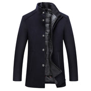 Solid Color Casual Men's Woolen Coat