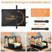 1Pc  2-Tier Rustproof Dish Drying Rack For Kitchen Counter With Drainboard Detachable Kitchen Drainer