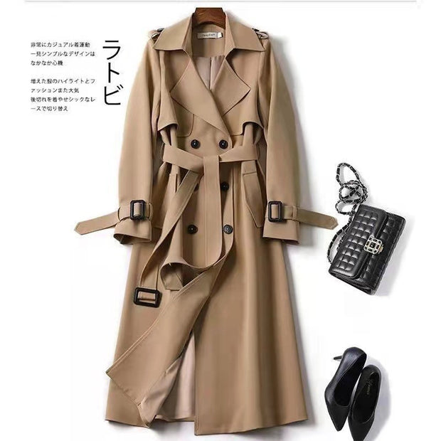Double-breasted Mid-length Tie Trench Coat