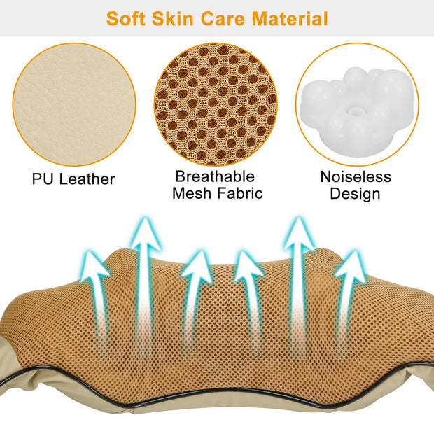 1Pc Neck Shoulder Massager Electric Back Massage Cape With Heat Deep Tissue 3D Kneading Massage Neck Waist Shiatsu Massager Pillow For Muscles  Relaxatio In Car Office And Home