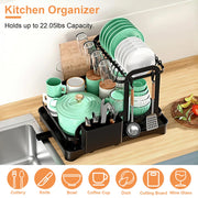 1Pc  2-Tier Rustproof Dish Drying Rack For Kitchen Counter With Drainboard Detachable Kitchen Drainer