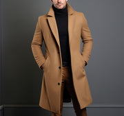 Men's Mid-length Trench Coat Fall Winter Slim Pockets