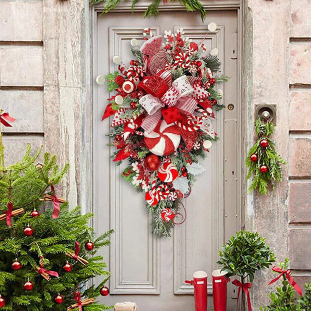 Christmas Wreath Candy Upside Down Tree  Window Door Wall Hanging Decoration