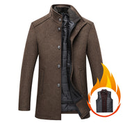 Solid Color Casual Men's Woolen Coat
