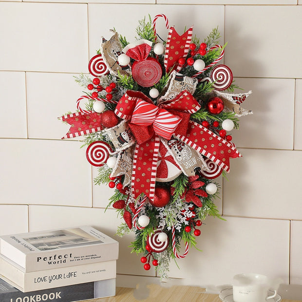 Christmas Wreath Candy Upside Down Tree  Window Door Wall Hanging Decoration