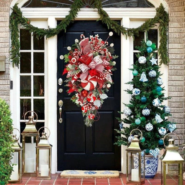 Christmas Wreath Candy Upside Down Tree  Window Door Wall Hanging Decoration