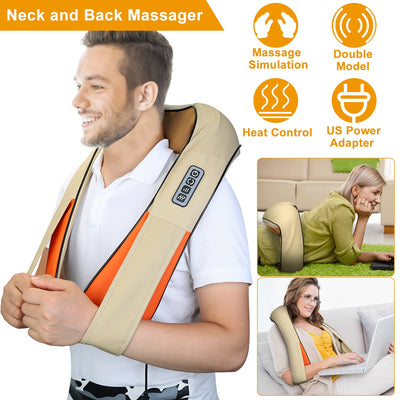 1Pc Neck Shoulder Massager Electric Back Massage Cape With Heat Deep Tissue 3D Kneading Massage Neck Waist Shiatsu Massager Pillow For Muscles  Relaxatio In Car Office And Home