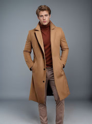 Men's Mid-length Trench Coat Fall Winter Slim Pockets