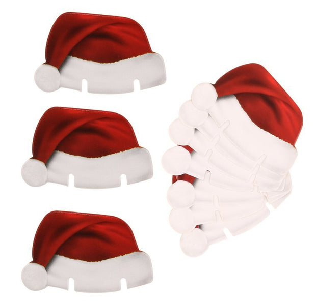 10 Pcs Lot Paper Red Christmas Hat Wine Champagne Tipple Cup Card Christmas Party