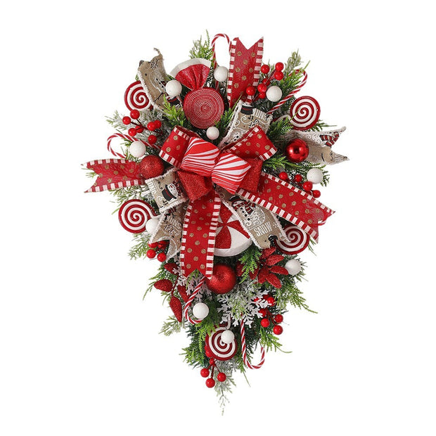 Christmas Wreath Candy Upside Down Tree  Window Door Wall Hanging Decoration
