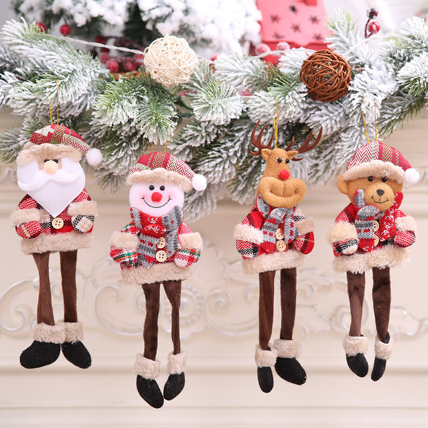 Christmas Tree Ornaments Doll Plaid Cloth Pendant