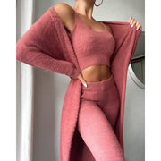 Cozy Pajama Set, 3 Piece Lounge Set, Cute Loungewear, Warm Suit Sets,  Lounge Set, 3 Piece Pant Sets,